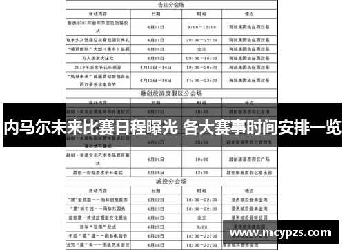 内马尔未来比赛日程曝光 各大赛事时间安排一览