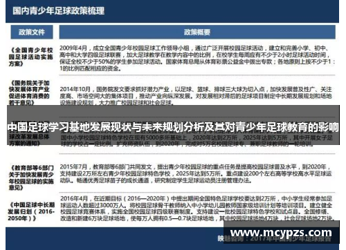 中国足球学习基地发展现状与未来规划分析及其对青少年足球教育的影响